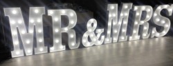 E1955612 59CE 4279 A1CB 0683C59341F9 1719436646 3 Foot White Metal Marquee Light up Mr & Mrs Letters